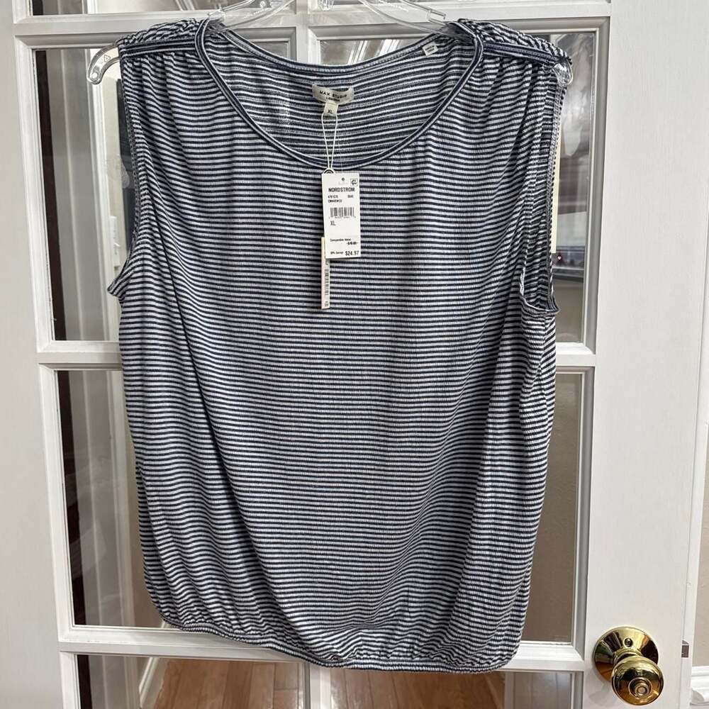 Max Studio London Striped Sleeveless Tank Top XL